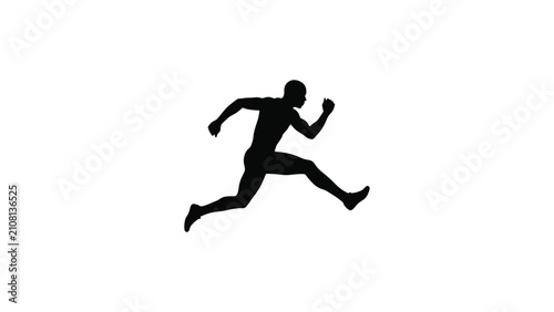 Silhouette of a runner in mid stride action pose.