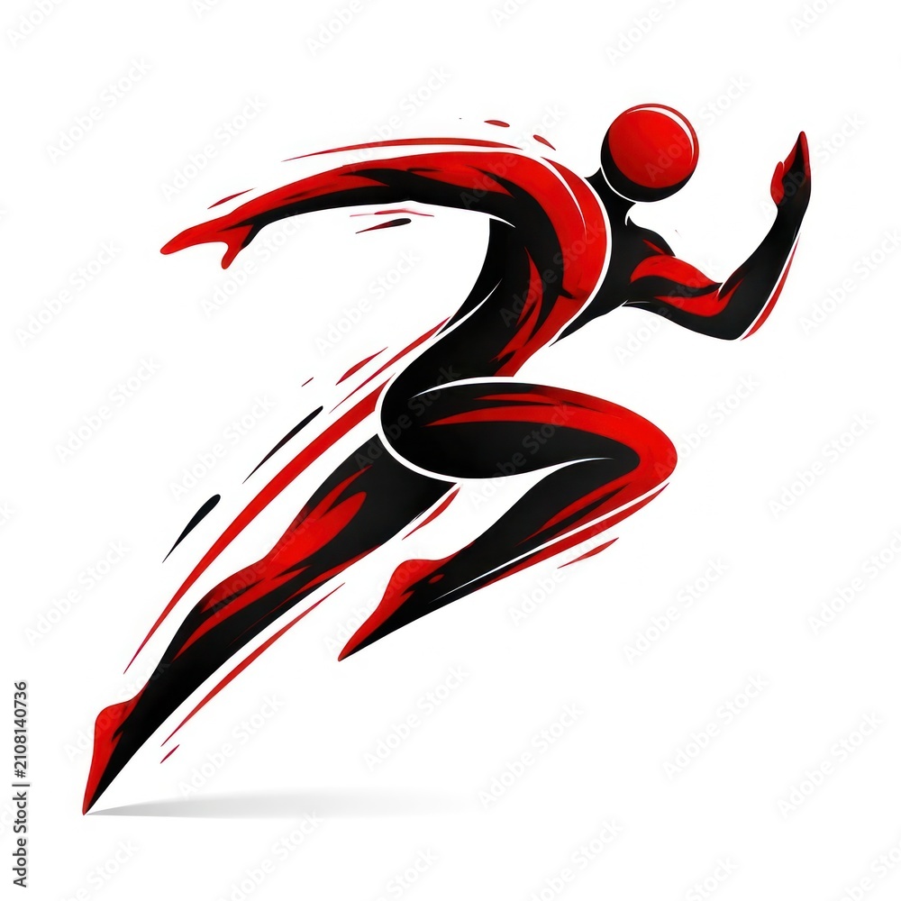 Fototapeta premium Dynamic red abstract running figure.