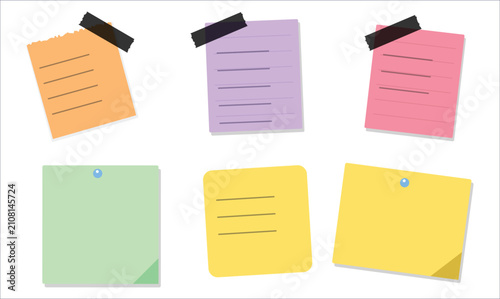 Various colored sticky notes and memo pads attached to a wall with tape and pins, representing reminders, tasks, and organizational tools for effective planning