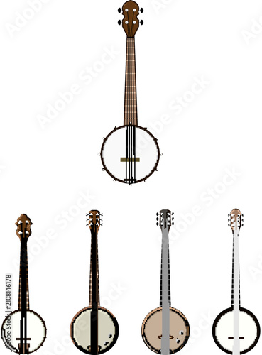 Quadro su tela Banjo collection displaying different styles and forms of the stringed instrumen