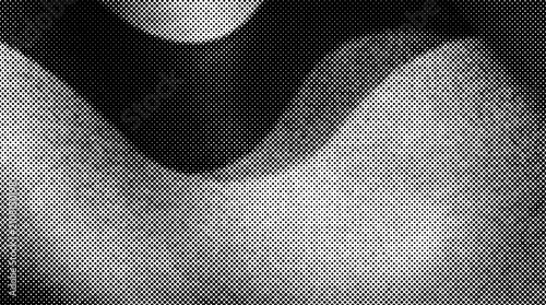 Abstract halftone woven texture with black and white dots