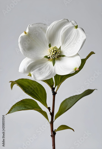 White dogwood flower with g...