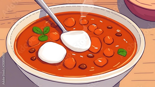 Bowl of Chili with Sour Cream