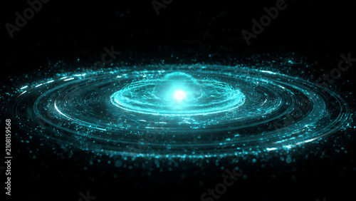 Futuristic Digital Spiral Galaxy in Deep Space.