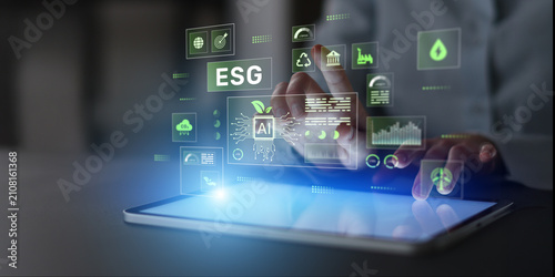 Obraz na płótnie AI Artificial Intelligence for ESG Environmental Social Governance and Sustainab