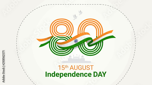 Foto India Independence Day 80th anniversary celebration vector, 15th August national
