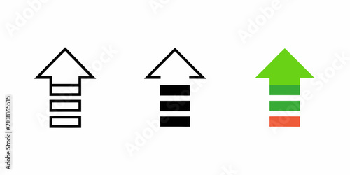 Bild auf Leinwand Upward pointing arrow variations flat icon set on white background