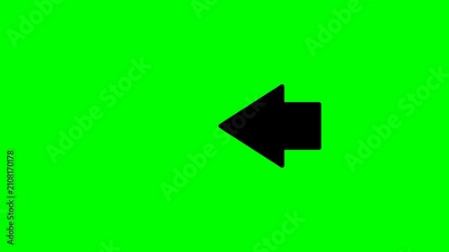 Repeating left arrow animation. animated video of moving left arrow on a green background. alpha channel. 4k resolution