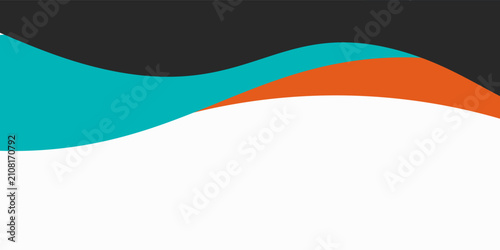 Abstract Teal And Orange Wave Design Banner With Black Accent For Modern Graphics