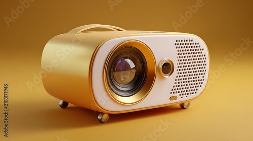 Vintage Film Projector and Classic TV Camera Isolated on White Background for Retro Photography Presentation and Multimedia Technology Concept