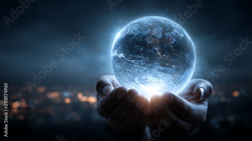 Planet Earth and Moon in Deep Space with Sunrise Over the Blue Globe and Starry Universe Background