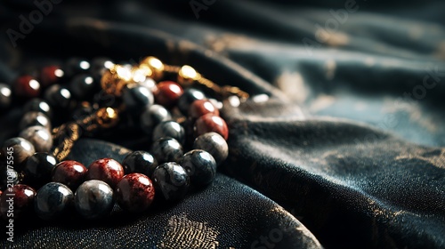 Elegant Black and White Pearl Bead Necklace Close Up Isolated for Luxury Jewelry Fashion Accessory and Timeless Style Concept