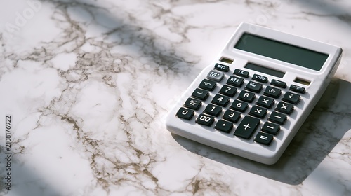 Black Calculator and Pen on Office Desk for Business Finance Accounting Budget Planning and Mathematical Calculation Concept
