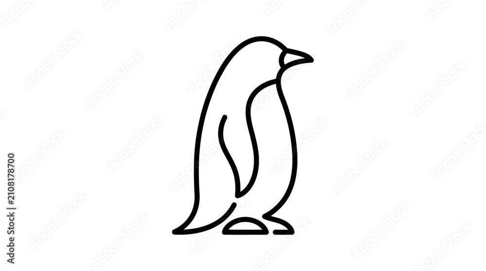 Obraz premium Penguin Outline Icon Vector