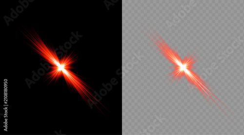 Foto Dynamic red light effect starburst isolated on transparent background for visual