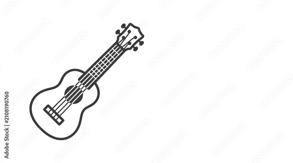 Fototapeta premium Ukulele string instrument simple outline illustration musical object