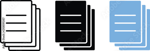 Bild auf Leinwand Set of three document page file icons representing business paperwork and digita