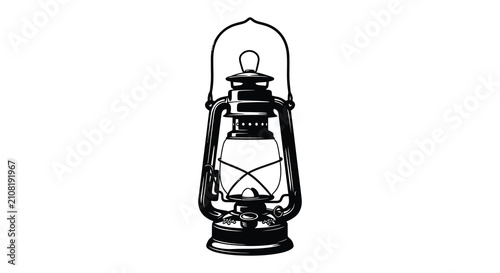 Foto Oil lantern silhouette against a white background vintage lighting design