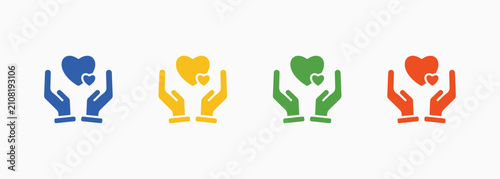 Canvas Print Charity Icon Set Color Multiple Style Collection Illustration
