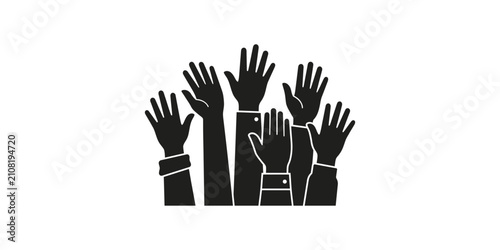 Obraz na płótnie Raised hands silhouette celebrating success unity and participation