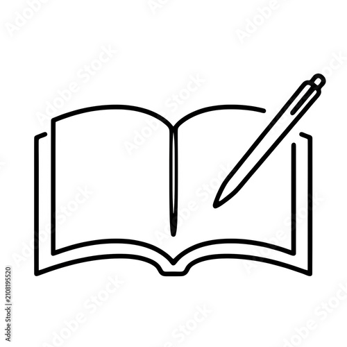 Open book with pen writing symbolizing education and learning concept isolated on transparent background