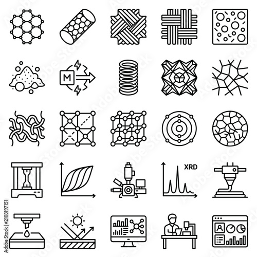 Obraz na płótnie Materials Science Nanotechnology and Crystallography Line Icon Set