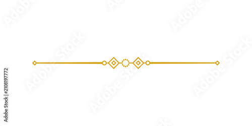 Elegant gold geometric line divider isolated on transparent background