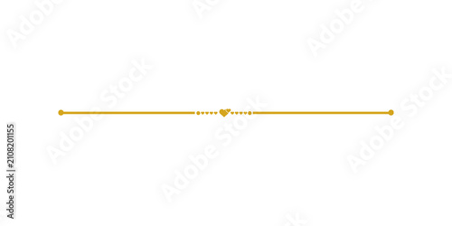 фотографія Elegant golden horizontal line separator with heart design isolated on transpare