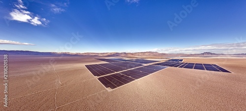 Photography Large photovoltaic solar farm in the Nevada desert near Las Vegas