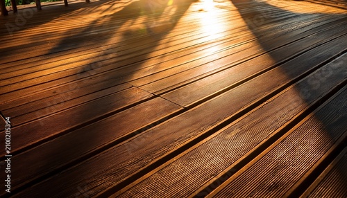 Sunlight Shadows Across Wooden Floor