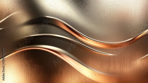 Abstract metallic waves with bronze and silver tones.