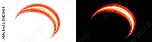 Canvastavla Light streak glowing orange fire arc design ideal for banners in PNG, Transparen