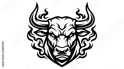 Foto Tribal Skull and Lion Tattoo Design, Fierce Animal Head Vector Illustration with