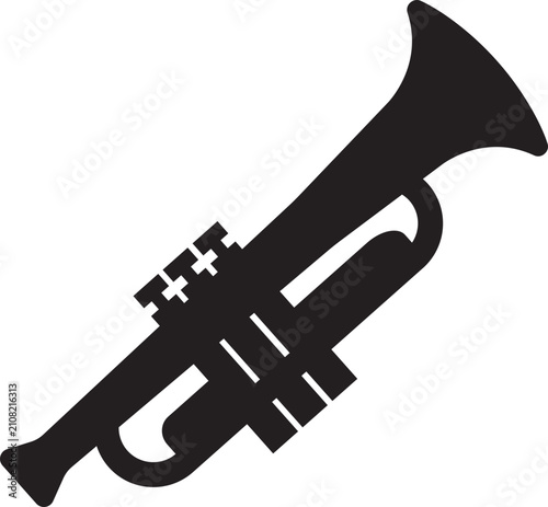 Photography Trumpet icon in black flat style