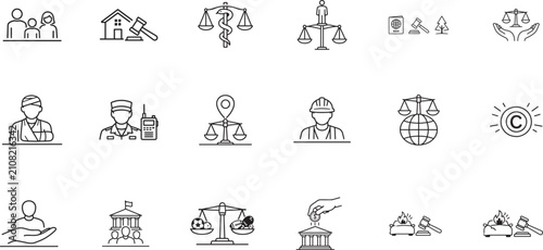 Foto Law fields square line icon set