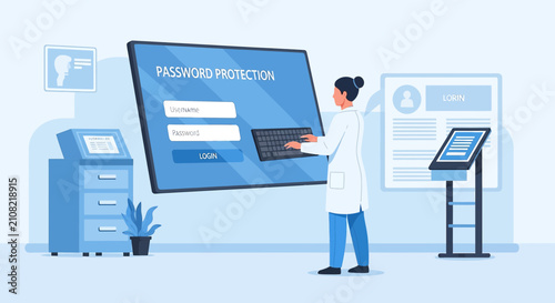 User entering password on digital screen for security access