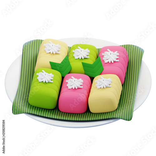 Getuk Indonesian Cake 3d Illustration