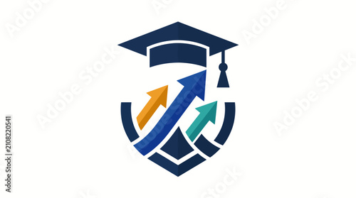 Foto Graduation Cap and Diploma with Shield Icon Vector Illustration for Education Su