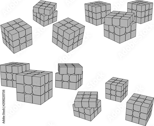 Obraz na płótnie Isometric 3D asset of a classic mechanical rotational block puzzle showcasing in