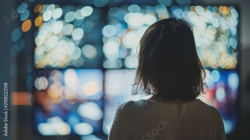 Person viewing multiple screens