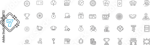 фотографія Casino and gambling line icons set, 40 vector elements for betting and gaming, m