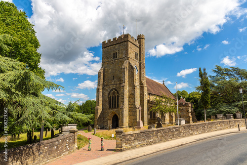 Canvas Print Church of St Mary the Virgin in Battle, East Sussex, England, UK under Blue Sky