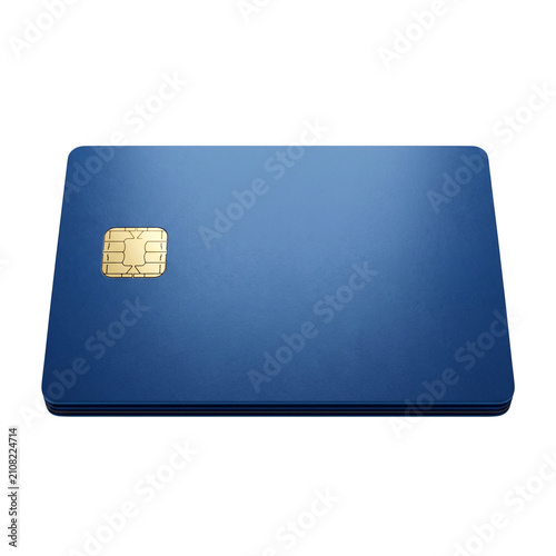 Blue Credit Card Smart Chip 3D Render Isolated