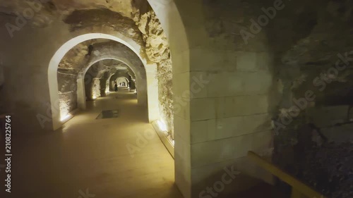 Catacombs and sarcophagi for the burial of mummies of sacred Apis bulls in the ancient Serapeum complex at Saqqara, Egypt