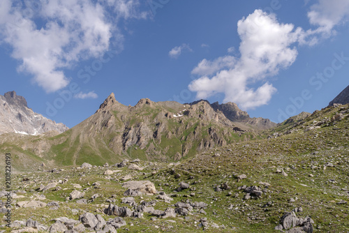 Scenic Alpine landscape in Maira valley, Italian Cottian Alps, Piedmont region