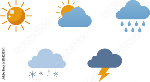 Mountain Weather Icon Set for Trekking Forecast and Outdoor Information Vector