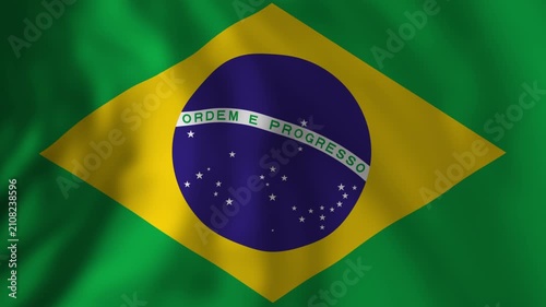 Brazilian national flag waving in the wind