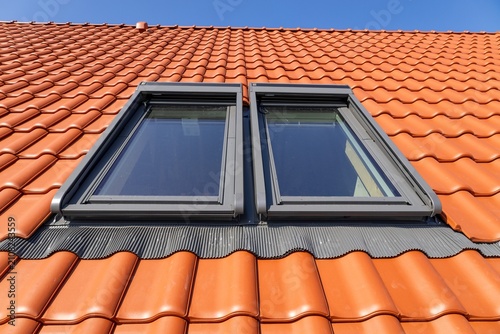 Dachflächenfenster an einem neuen Einfamilienhaus