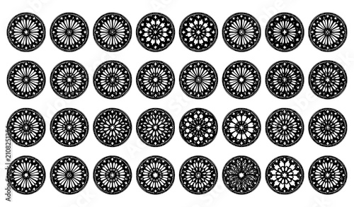 Fotografie Gothic Architecture Rose Window Vector Collection with Ornate Geometric Cathedra