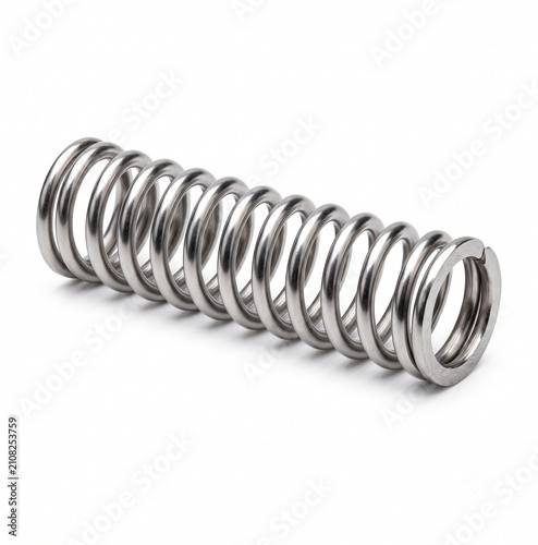Macro of a tightly coiled microscopic stainless steel spray pump compression spring with flat ground ends.
